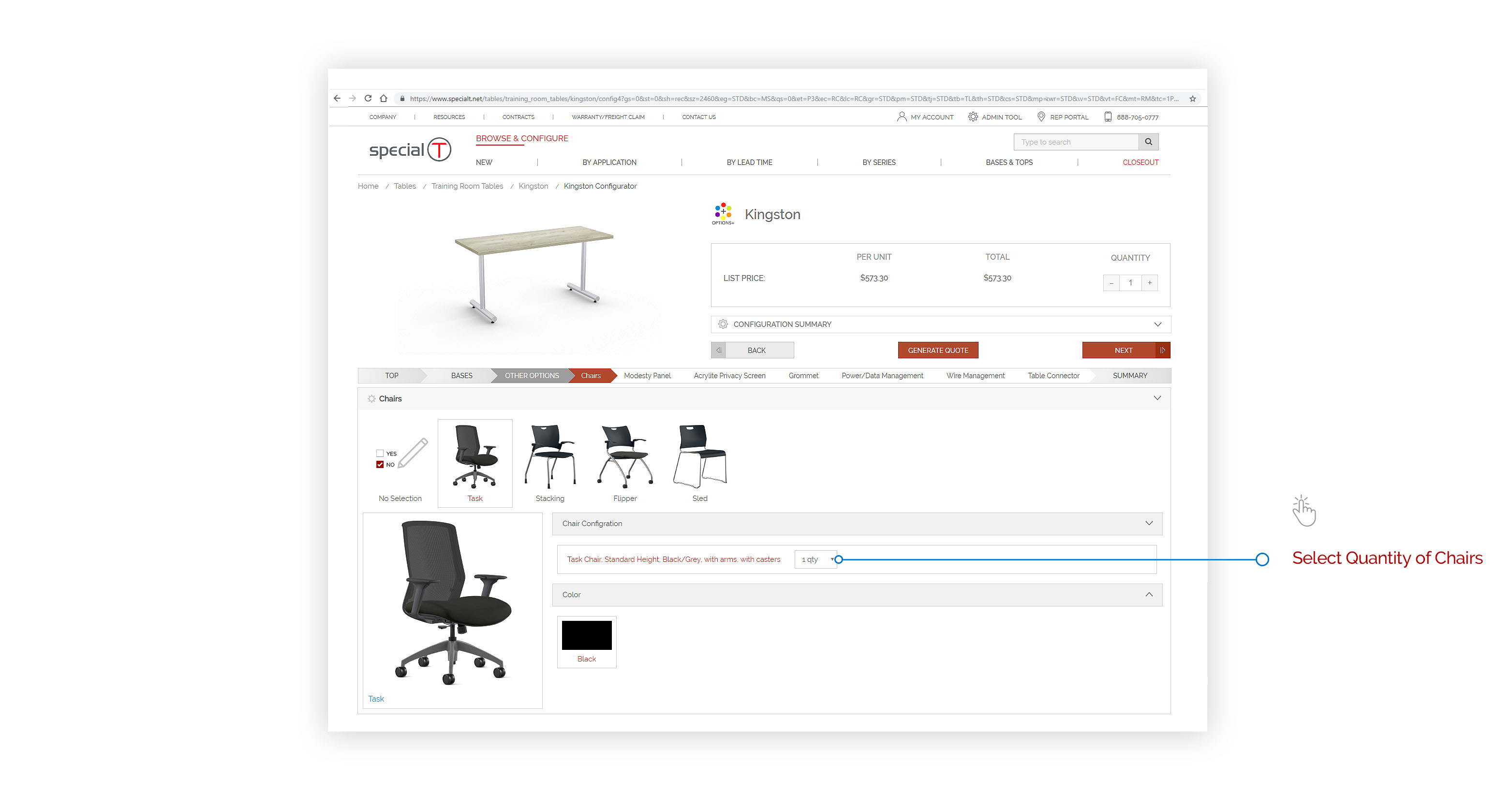 Chair - Special-T | Step #5 - Configurator - Select Chair