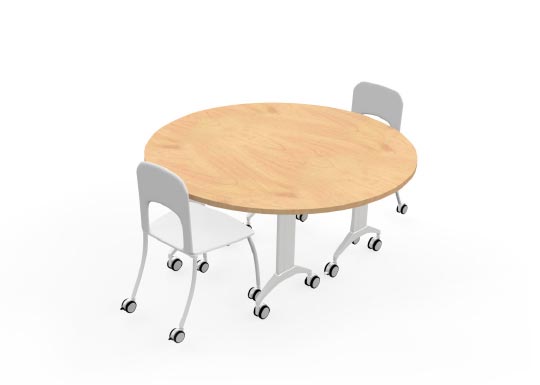SpecialT - LINK Tables grouped together to form round shape. This group contains two half-round tables linked together.
